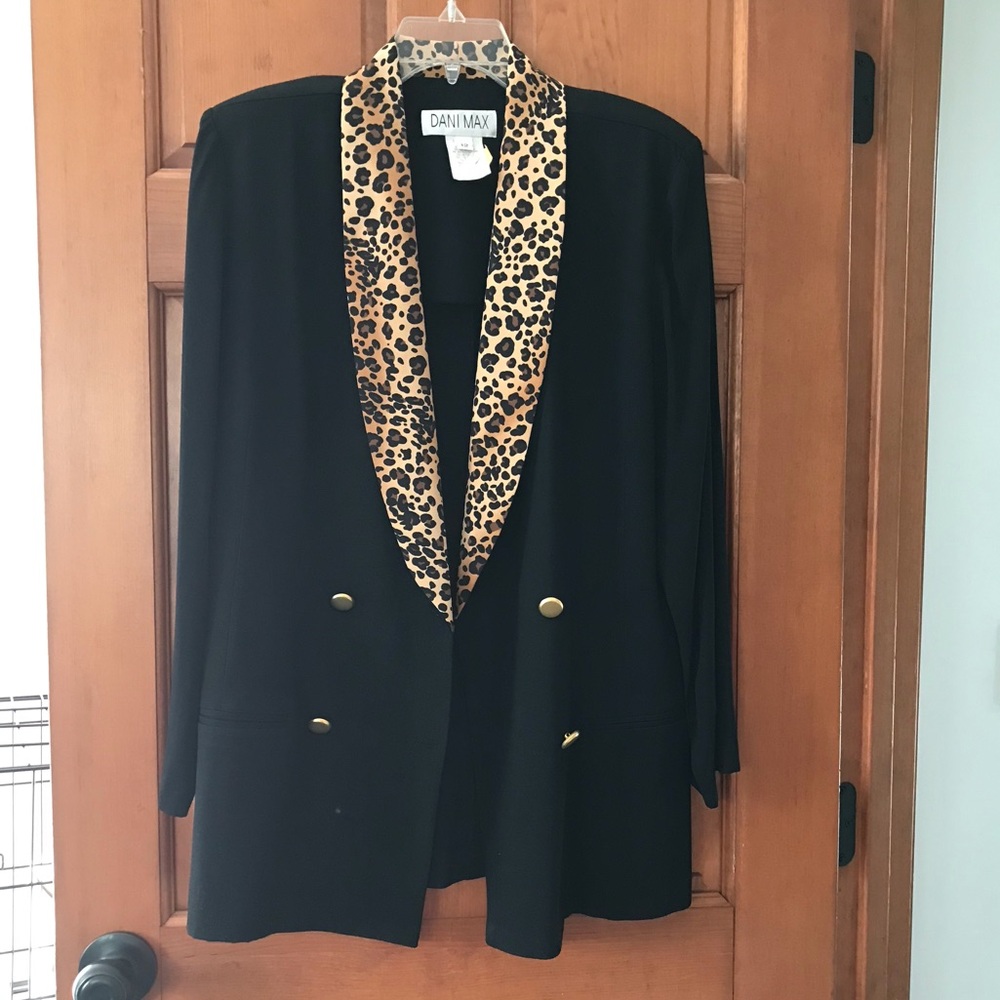 Vintage Dani Max Double Breasted Leopard Collared Jacket sz 12
